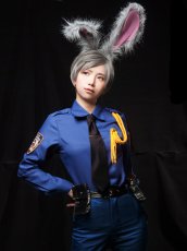 画像1: ズートピア ジュディ ウサギ　Judy Nick ニック キツネ 警察服 耳尾付き　ディズニー コスプレ衣装 (1)