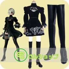 画像1: NieR:Automata ニーア オートマタ ヨルハ二号B型 2B トゥービー コスプレ靴/ブーツ (1)