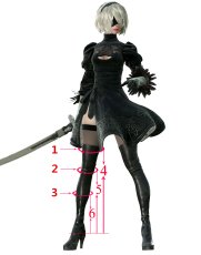 画像4: NieR:Automata ニーア オートマタ ヨルハ二号B型 2B トゥービー コスプレ靴/ブーツ (4)