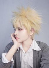 画像2: 僕のヒーローアカデミア 爆豪勝己 ばくごう かつき  コスプレウィッグ かつら cosplay wig 耐熱ウィッグ  専用ネット付   (2)