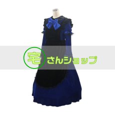 画像3: ハロウィン メイド服 メイドカフェ 定番 ブラック・ブルー 召使い 喫茶店 コスチューム コスプレ衣装 (3)