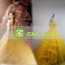 画像1: ディズニー 美女と野獣  2017映画 ベル　ドレス コスプレ衣装 コスチューム (1)