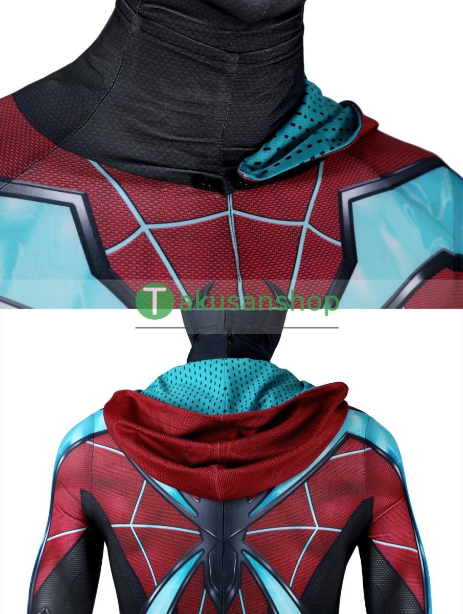 画像10: スパイダーマン 2 Spider-Man 2 マイルス・モラレス マイルズ 風 全身タイツ コスチューム コスプレ衣装 (10)