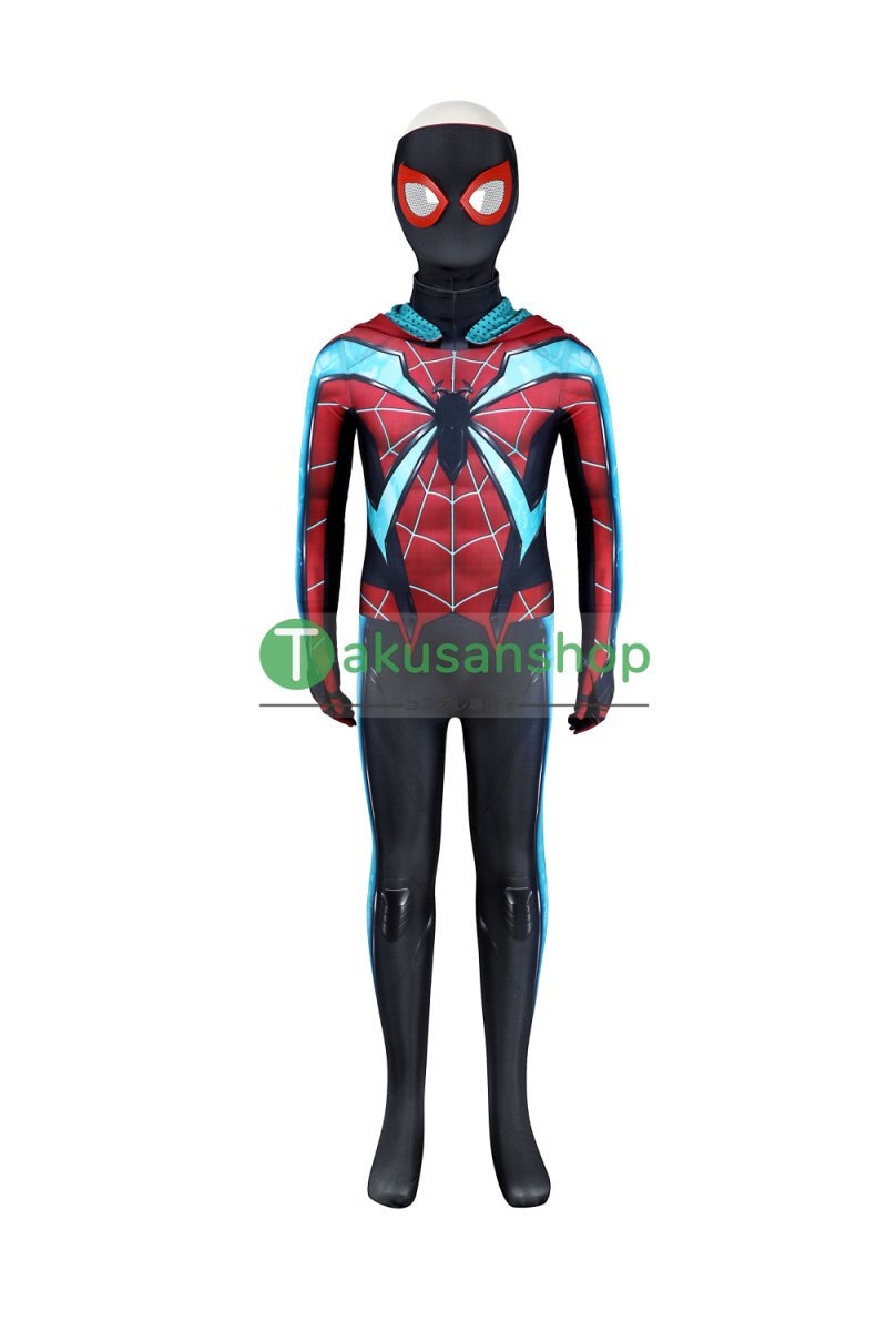 画像2: 子供向 スパイダーマン 2 Spider-Man 2 マイルス・モラレス マイルズ  風 全身タイツ コスチューム コスプレ衣装 (2)