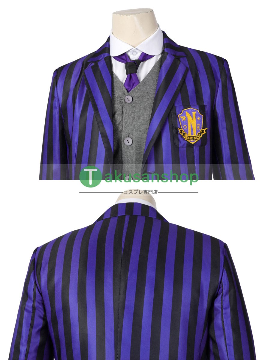 画像6: アダムス・ファミリー  ドラマ  ウェンズデー  Wednesday ネヴァーモア学園制服　ユージーン・オティンガー   風 コスチューム コスプレ衣装 (6)