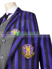画像7: アダムス・ファミリー  ドラマ  ウェンズデー  Wednesday ネヴァーモア学園制服　ユージーン・オティンガー   風 コスチューム コスプレ衣装 (7)