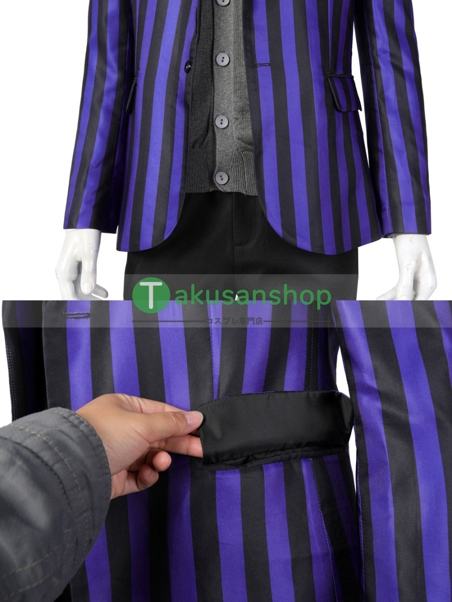 画像8: アダムス・ファミリー  ドラマ  ウェンズデー  Wednesday ネヴァーモア学園制服　ユージーン・オティンガー   風 コスチューム コスプレ衣装 (8)