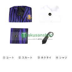 画像11: アダムス・ファミリー  ドラマ  ウェンズデー  Wednesday ネヴァーモア学園制服　イーニッド・シンクレア ビアンカ・バークレー   風 コスチューム コスプレ衣装 (11)
