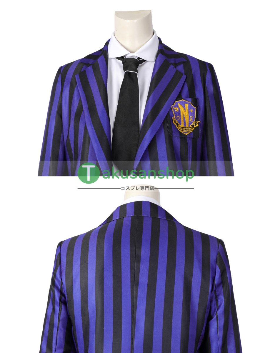 画像2: アダムス・ファミリー  ドラマ  ウェンズデー  Wednesday ネヴァーモア学園制服　イーニッド・シンクレア ビアンカ・バークレー   風 コスチューム コスプレ衣装 (2)
