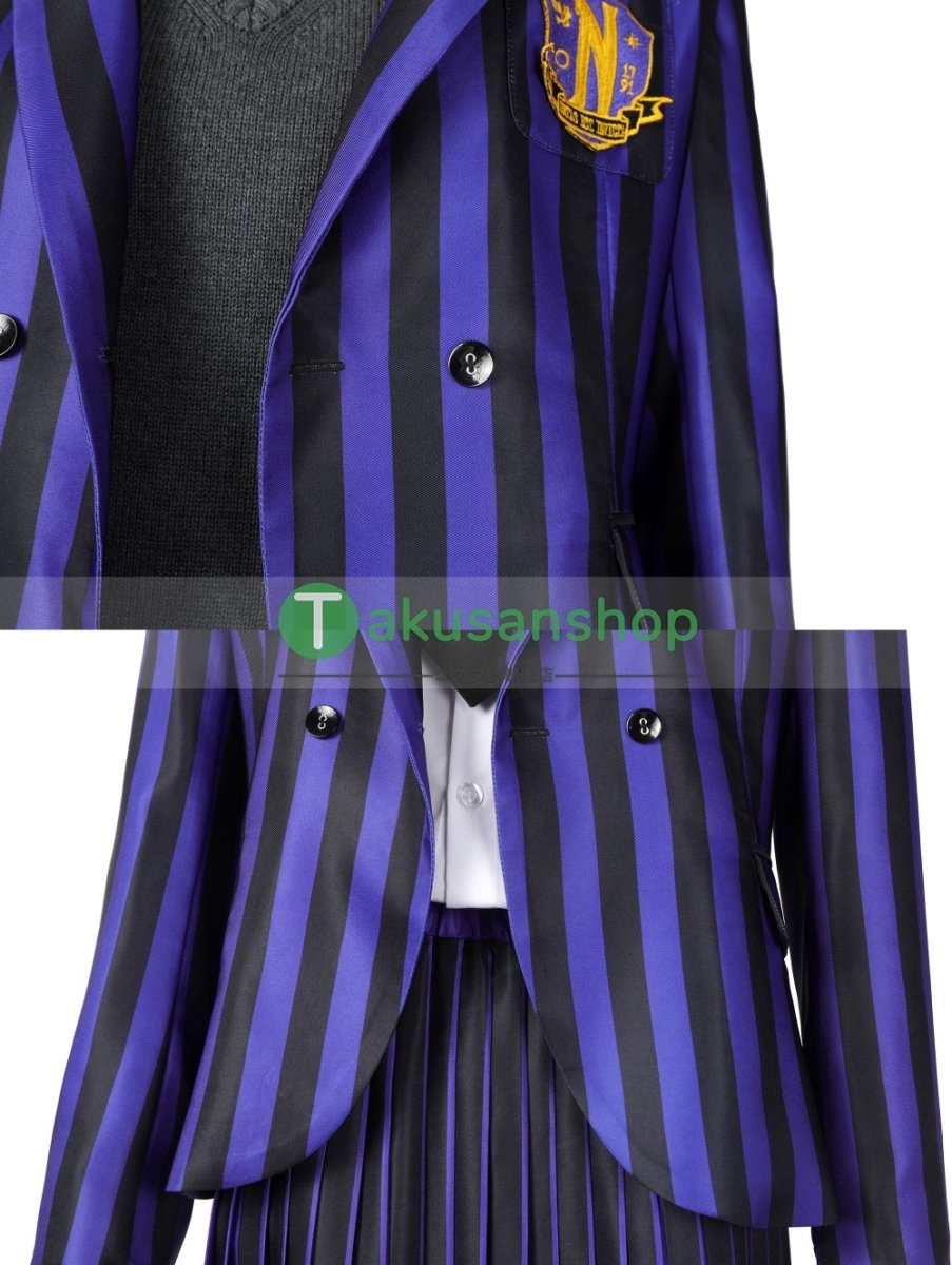 画像9: アダムス・ファミリー  ドラマ  ウェンズデー  Wednesday ネヴァーモア学園制服　イーニッド・シンクレア ビアンカ・バークレー   風 コスチューム コスプレ衣装 (9)