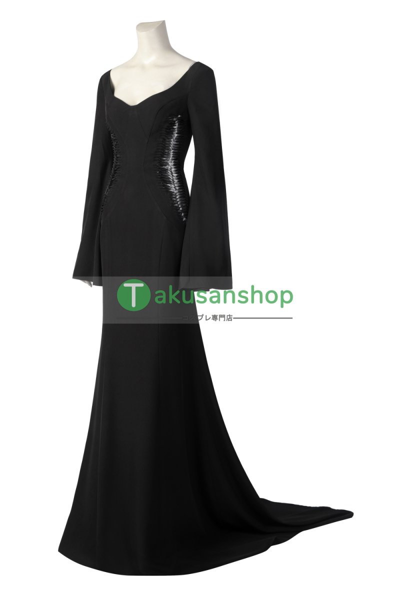 画像2: アダムス・ファミリー  ドラマ  ウェンズデー  Wednesday  モーティシア・アダムス Morticia  風 コスチューム コスプレ衣装 (2)