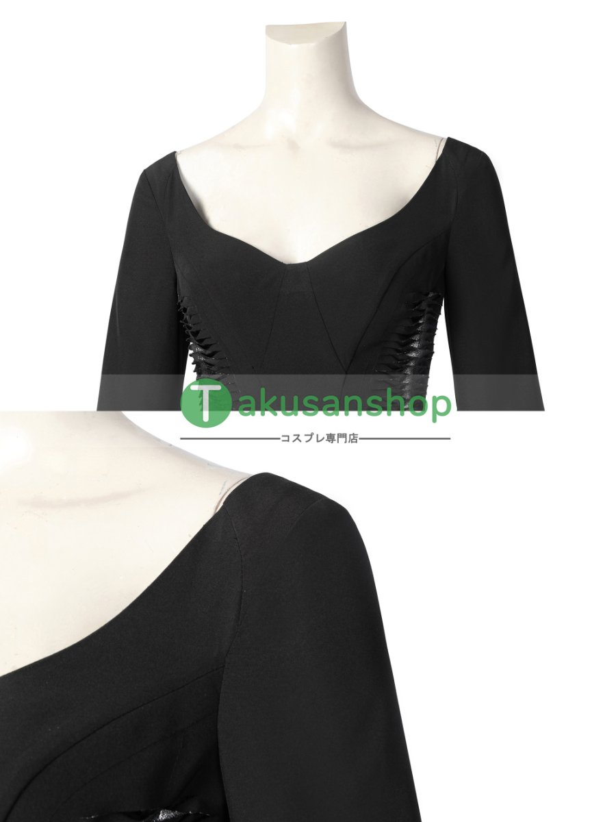画像5: アダムス・ファミリー  ドラマ  ウェンズデー  Wednesday  モーティシア・アダムス Morticia  風 コスチューム コスプレ衣装 (5)