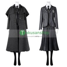 画像1: アダムス・ファミリー  ドラマ  ウェンズデー  Wednesday ネヴァーモア学園制服   風 コスチューム コスプレ衣装 (1)