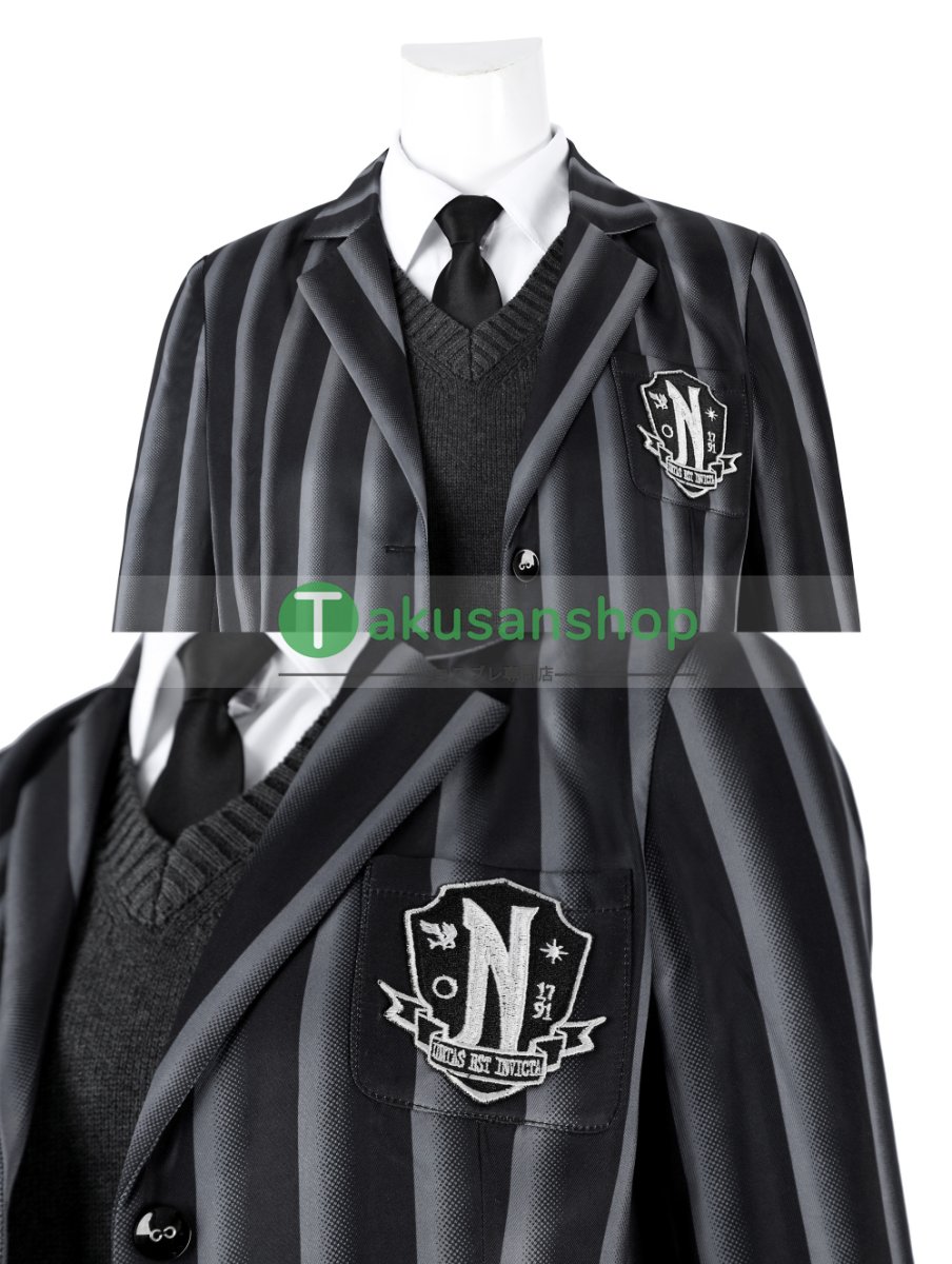 画像21: アダムス・ファミリー  ドラマ  ウェンズデー  Wednesday ネヴァーモア学園制服   風 コスチューム コスプレ衣装 (21)
