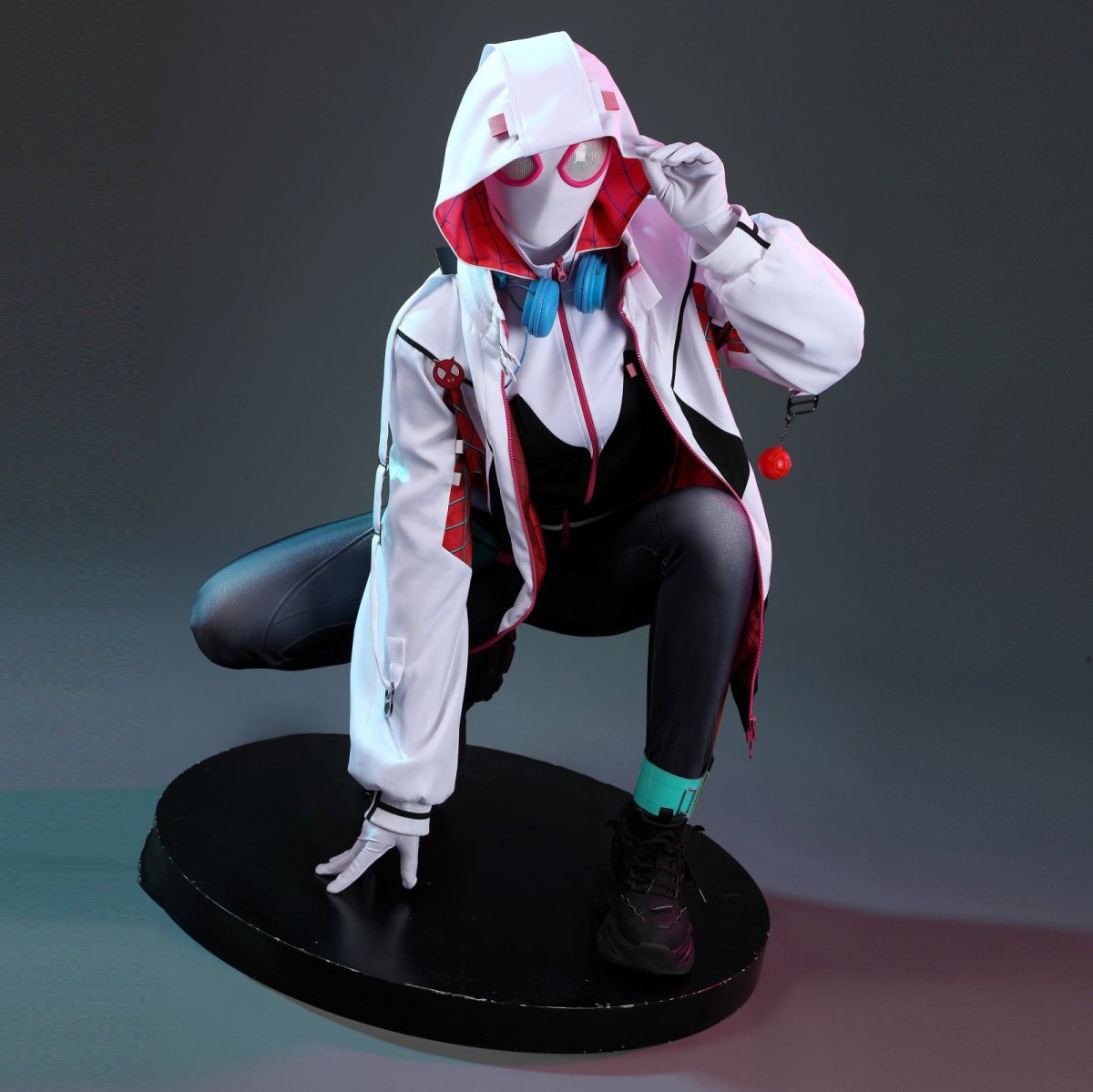 画像1: Spider-Man スパイダーマン オールニュー・スパイダー・グウェン ゴーストスパイダー  グウェン Gwen 風  コスチューム コスプレ衣装 (1)