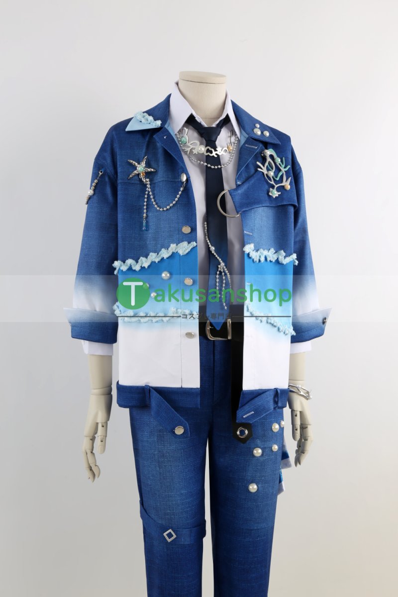 画像5: あんスタ あんさんぶるスターズ   十周年 Deep into you  Neptu  ネプトゥ 乙狩アドニス 神崎颯馬 遊木真 深海奏汰 月永レオ 青葉つむぎ 巴日和 風 コスチューム コスプレ衣装 オーダーメイド (5)