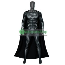 画像1: ジャスティス・リーグ: ザック・スナイダーカット ブラック スーパーマン Superman 風 全身タイツ ゼンタイ 子供 コスチューム コスプレ衣装 (1)