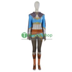 画像1: ゼルダの伝説 ブレス オブ ザ ワイルド 英傑服 ゼルダ  風 全身タイツ ゼンタイ 子供 コスチューム コスプレ衣装 (1)