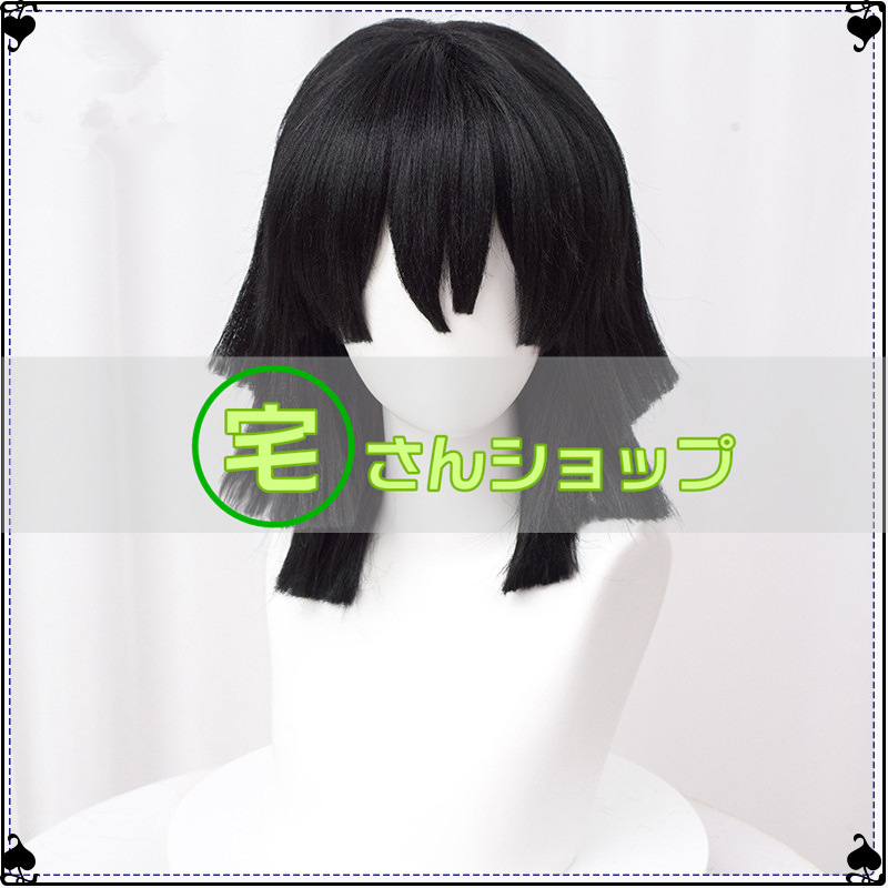 鬼滅の刃 伊黒小芭内 風 コスプレウィッグ かつら cosplay wig 耐熱ウィッグ 専用ネット付